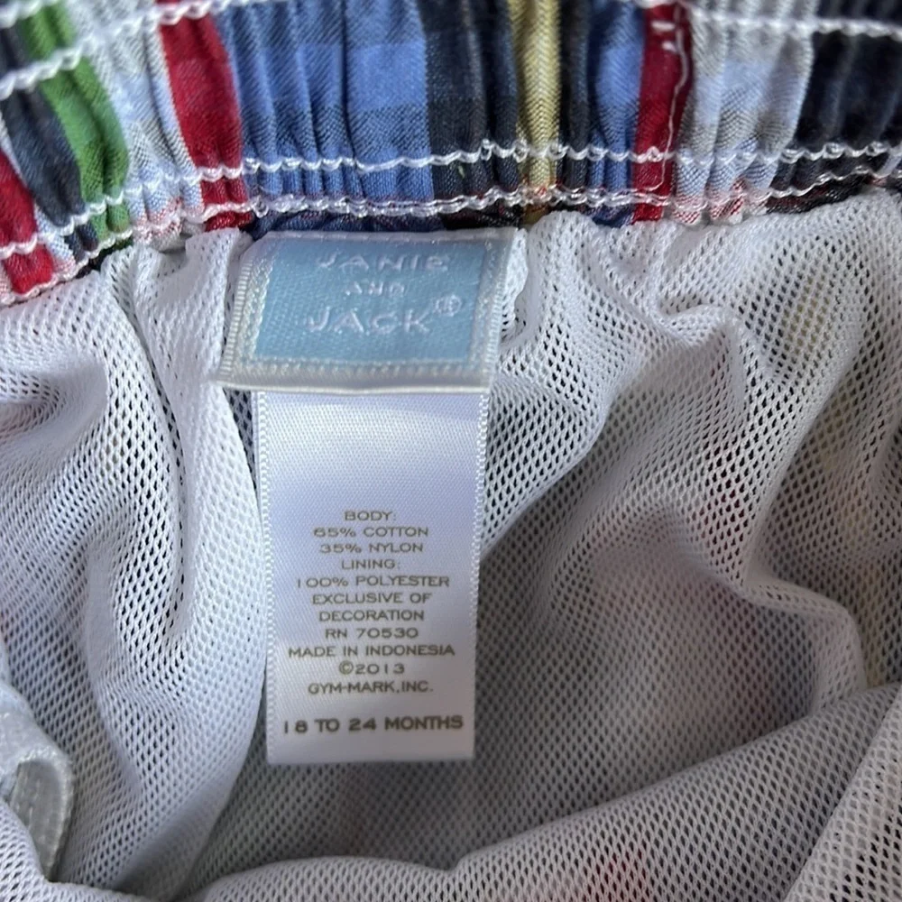 Janie and jack plaid sailboat swim trunks